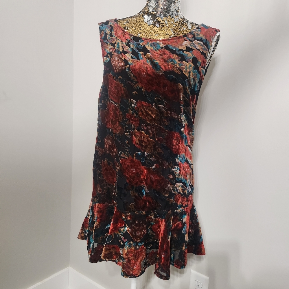 Free People Floral Velvet Dress